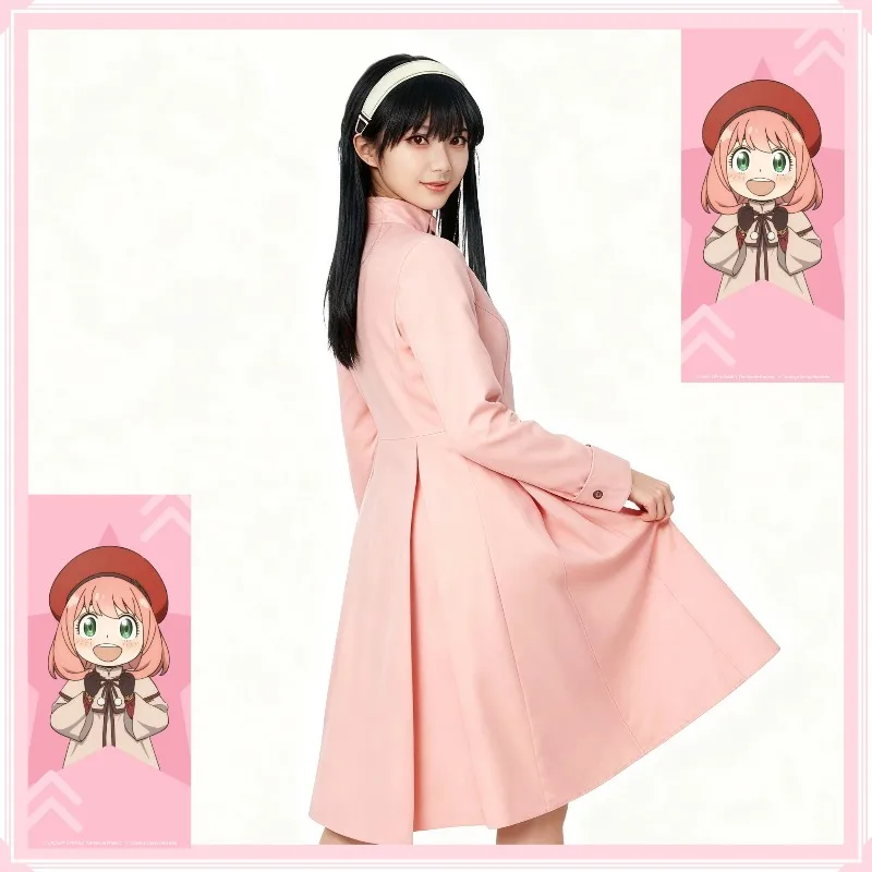 Japan Anmie Spy X Family Forger Cosplay Yor Costume Thorn Princess Pink Dress Suit Outfit Overcoat Women's Wear For Hallooween
