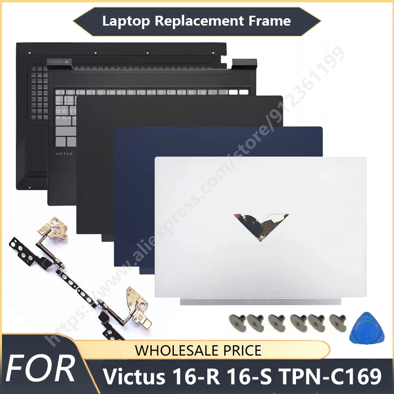 NEW For HP Victus 16.1inch 16-R 16-S TPN-C169 Laptop LCD Back Cover Front Bezel Palmrest Bottom Case Replacement Keyboard hinge