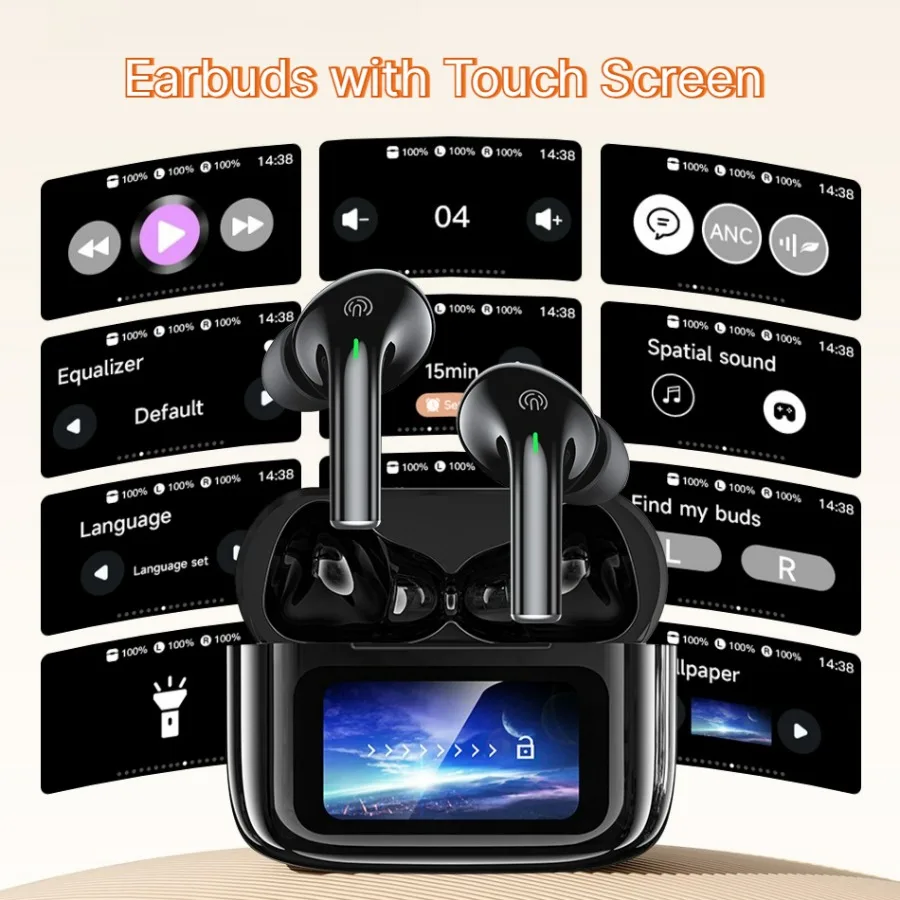 Awei Smart Earbuds with Touch Screen TP29 ANC AI Translator in Ear Bluetooth Earphones for Calls Sports Travel Meeting IPX6 2026