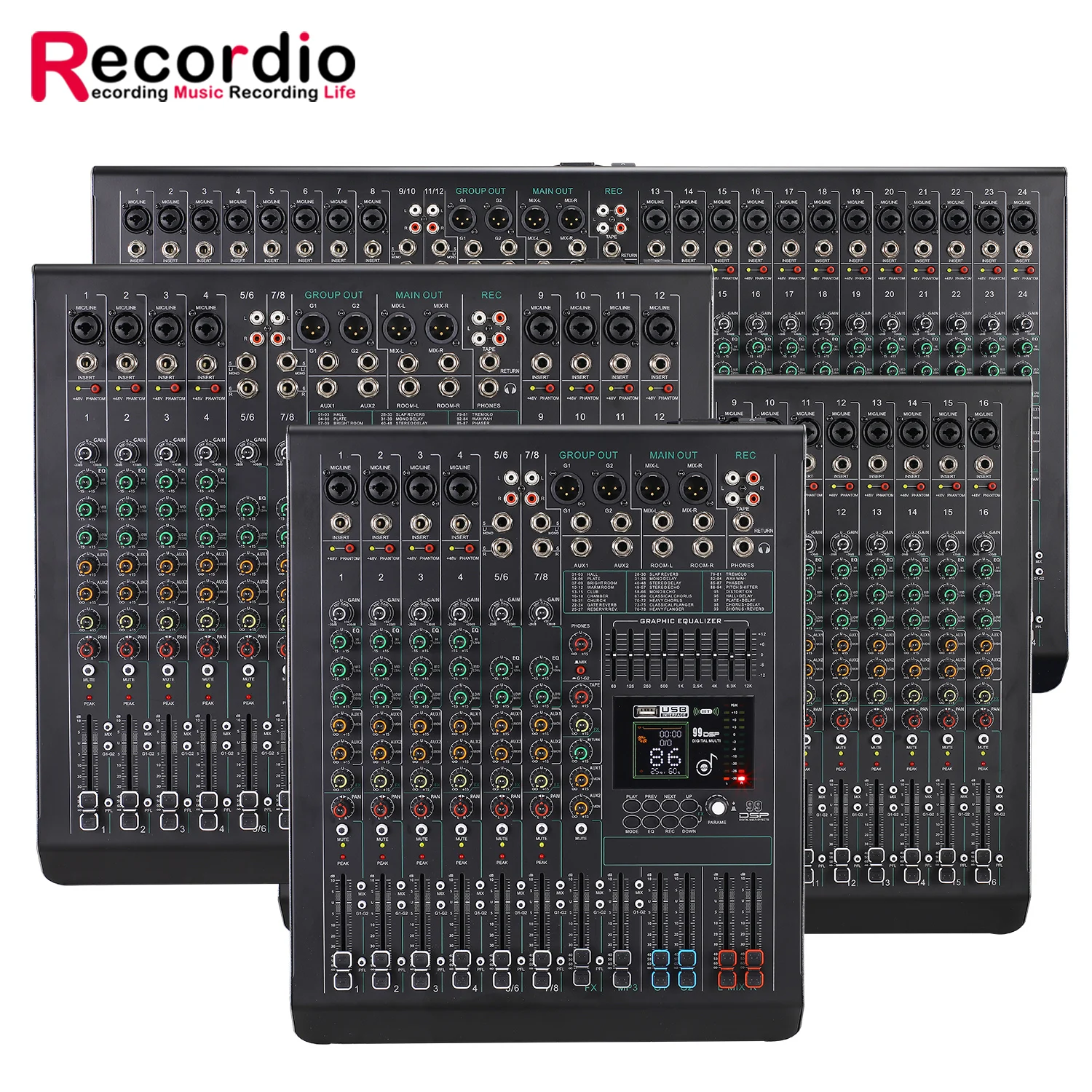 GAX-FC8 Multifunctional Blender Mixer Audio Sound Cards Audio Mixer Recording Studio Headphone Monitor DJ System for Stage Band