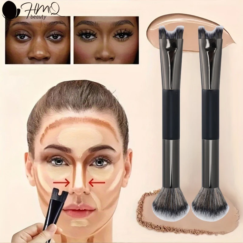 U-Shaped Dual Head Makeup Brush Nose Contour Brushes Set Eyeshadow Contour Face Brush for Precise Nose Sculpting Makeup Tools