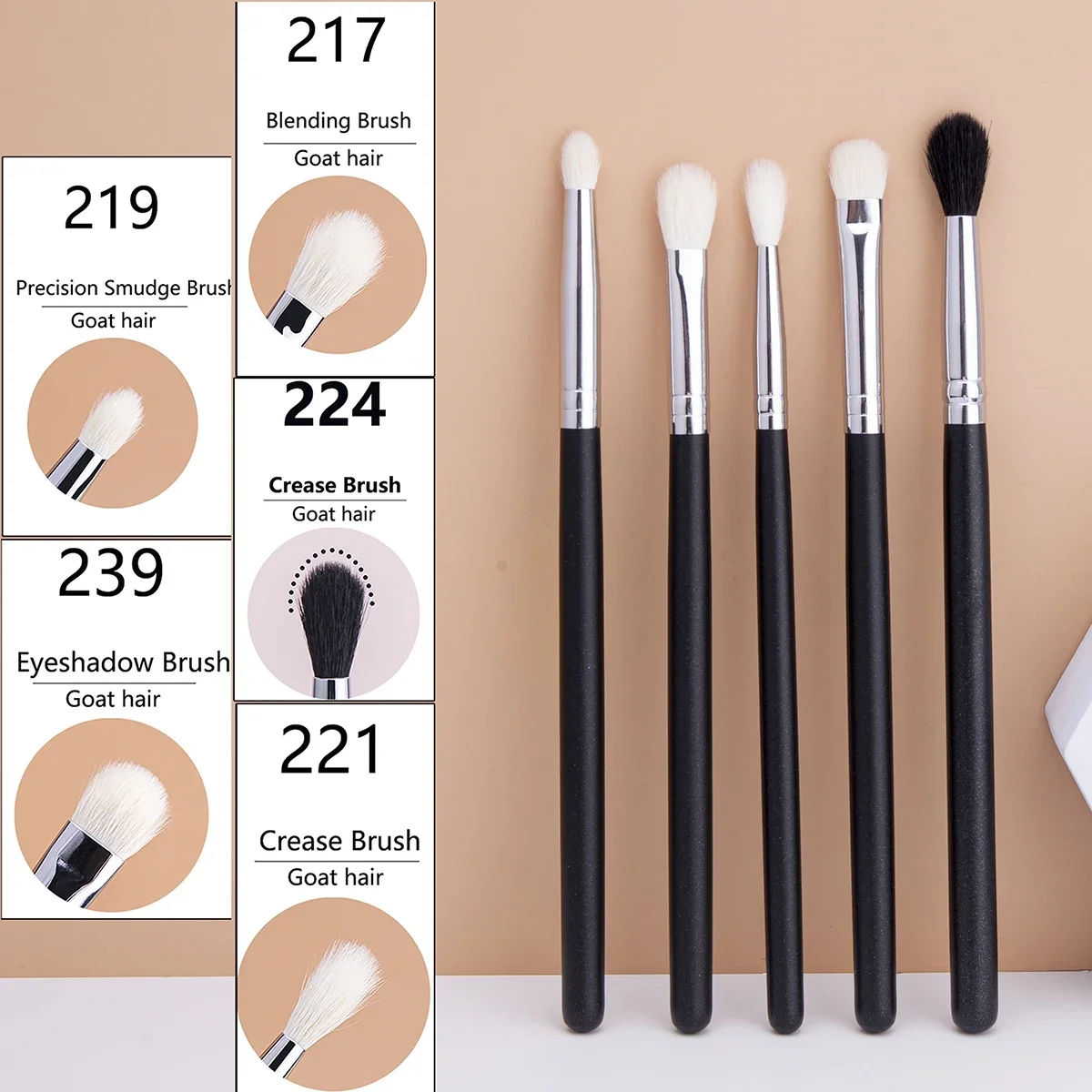 Makeup Eyeshadow Brushes Flat Eye Shadow Shader Crease Blending Brushes Goat Hair Eye Shadow Liquid Cream Powder Make Up Tool
