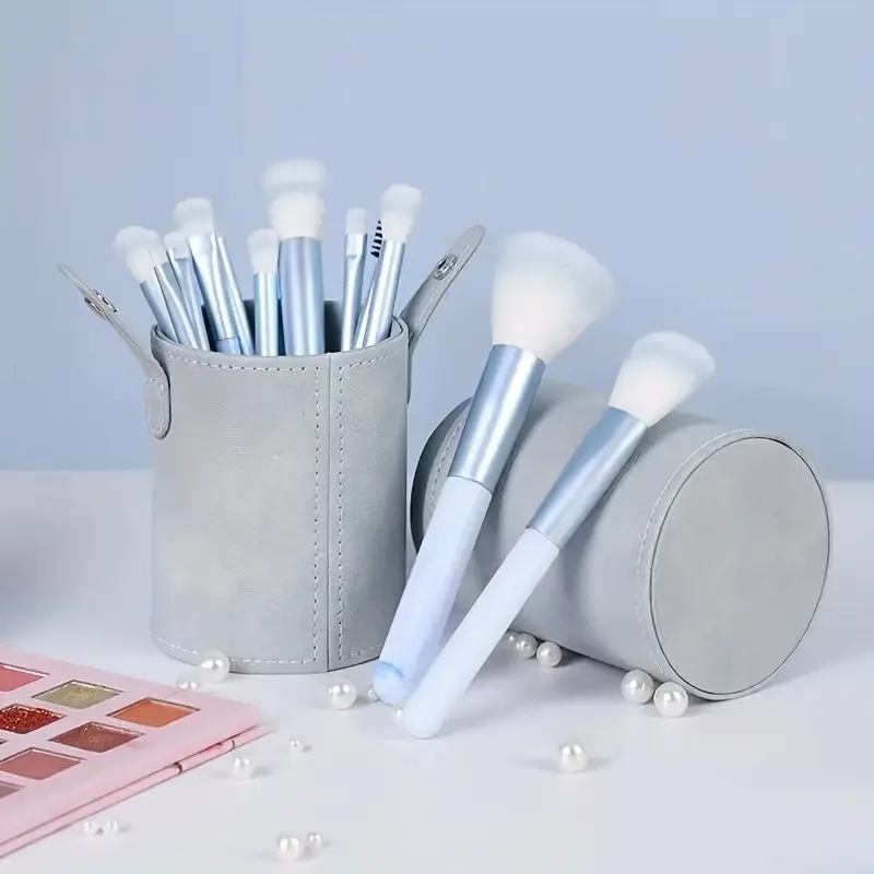 12PCS Makeup Brush Set Blue Foundation Concealer Blush Powder Eye Shadow Kabuki Blending Cosmetic Soft Fluffy Female Makeup Tool