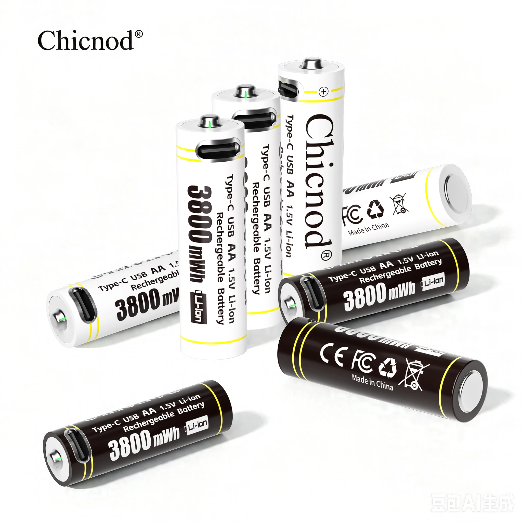 CHICNOD AA Rechargeable Battery 1.5V 3800mWh Li-ion Battery USB Type-C Fast Charging Lithium Batteries for Mouse Game Controller