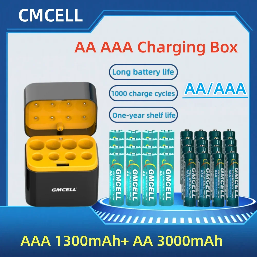 CMCEL AA AAA Cells Rechargeable Li-ion Battery Type-C Charger Box Wholesale for Mouse Keyboard Radio Razor Camera