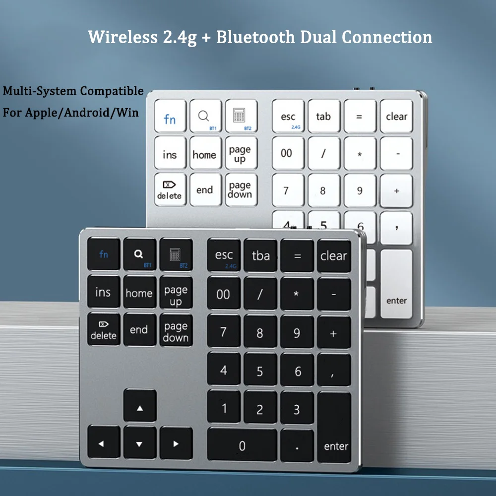 Ultra-thin Wireless Rechargeable Numeric Keypad 2.4G Bluetooth Number Pad for IOS Android Window Digital Keyboard Dropshipping