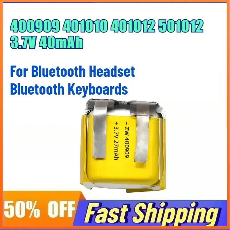 400909 401010 401012 501012 3.7V 40mAh Rechargeable Batteries for Bluetooth Headset Bluetooth Keyboards Small Battery