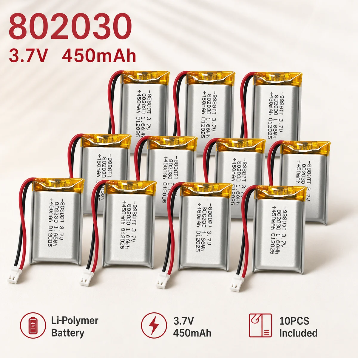 10PCS 3.7V 400mAh LiPo Rechargeable Battery 802030 082030 802035 902030 for Bluetooth Headset Keyboard Mouse
