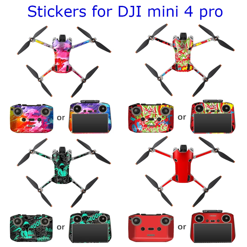 Mini 4 pro Drone Body Decal Style Stickers Waterproof Protective Film Remote Cover Skin DJI RC2 Accessories