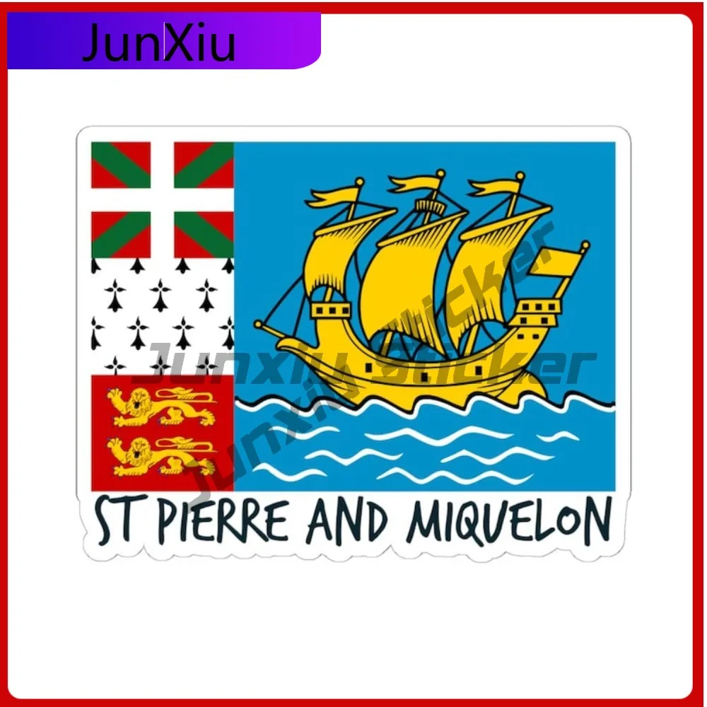 St Pierre And Miquelon Flag Travel Sticker French Territories Decal Map Souvenir Label Stickers Laptop Tablet Car Bumper Bodywor