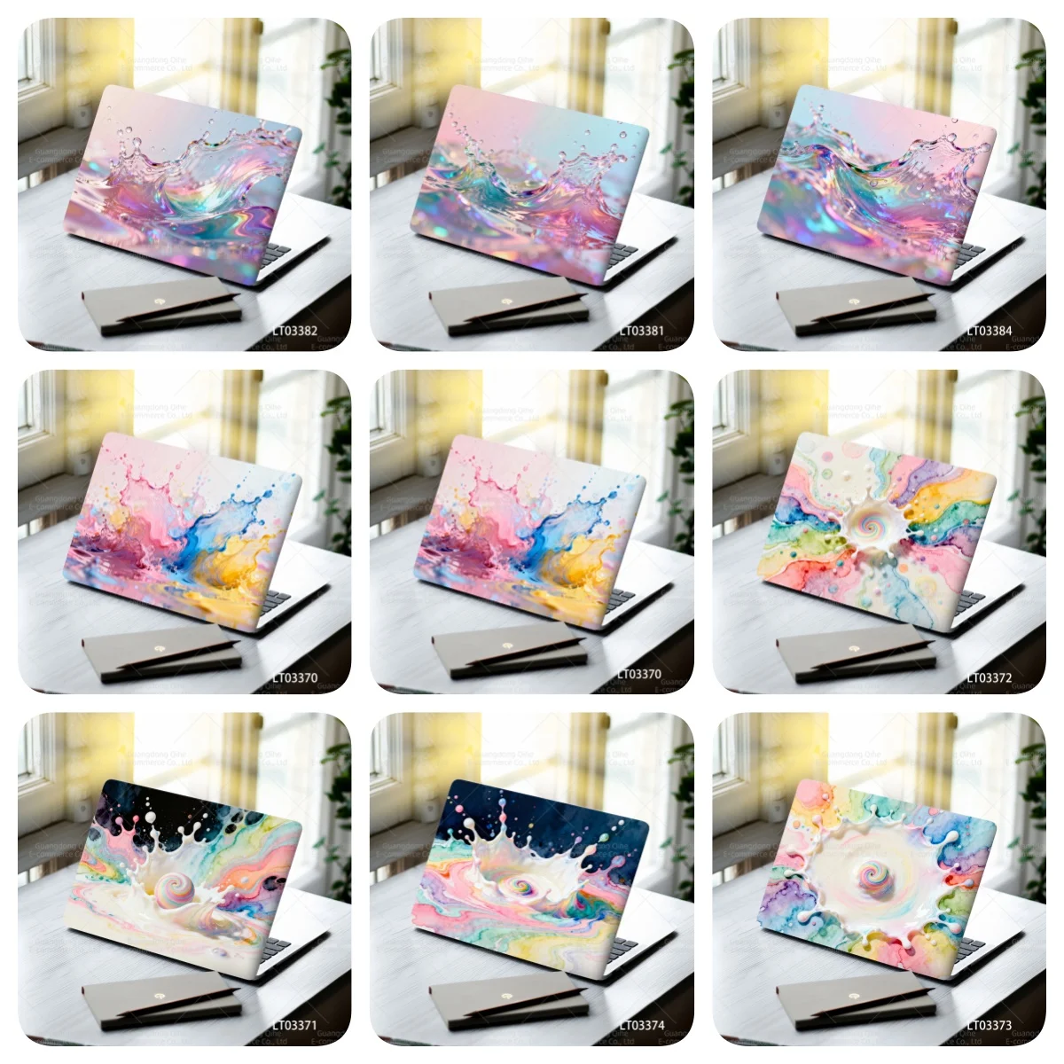 2 Pcs 15.07*10.82 Inches Cute Hand-drawn Paintings Laptop Stickers Aesthetic Decals MacBook Tablet PC Waterproof Cute Crafts