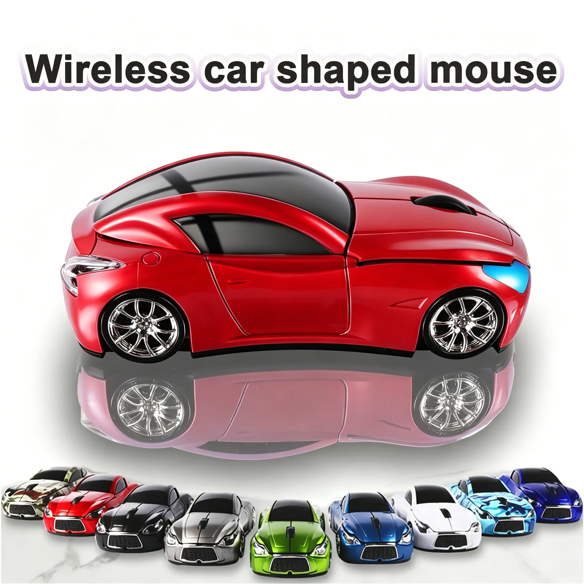 CHYI Infiniti Cool Sports Car Wireless Mouse 2.4G USB Optical 1600 DPI Ergonomic 3D Gaming Office for PC Laptop Gamers Kid Gifts