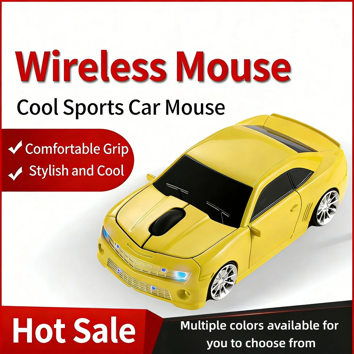CHYI Cool 3D Car Shaped 2.4G Mini Wireless Optical Mouse Ergonomic Creative Gaming Office for PC Laptop Desktop Gamers Gifts