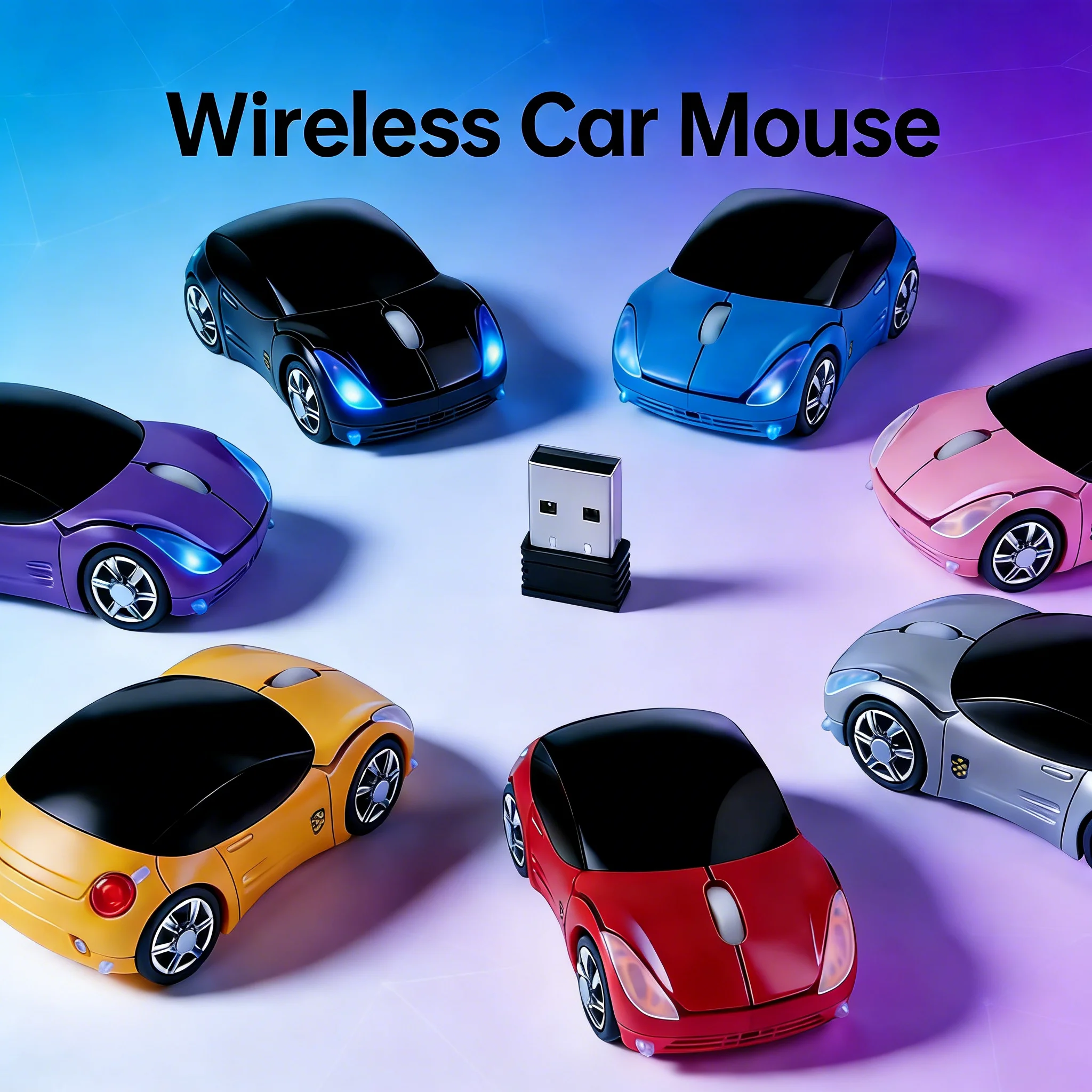Creative Sports Car 2.4G Wireless Optical Mouse Ergonomic Design Low Power Long Battery Life for PC Laptop Office Gaming Gifts