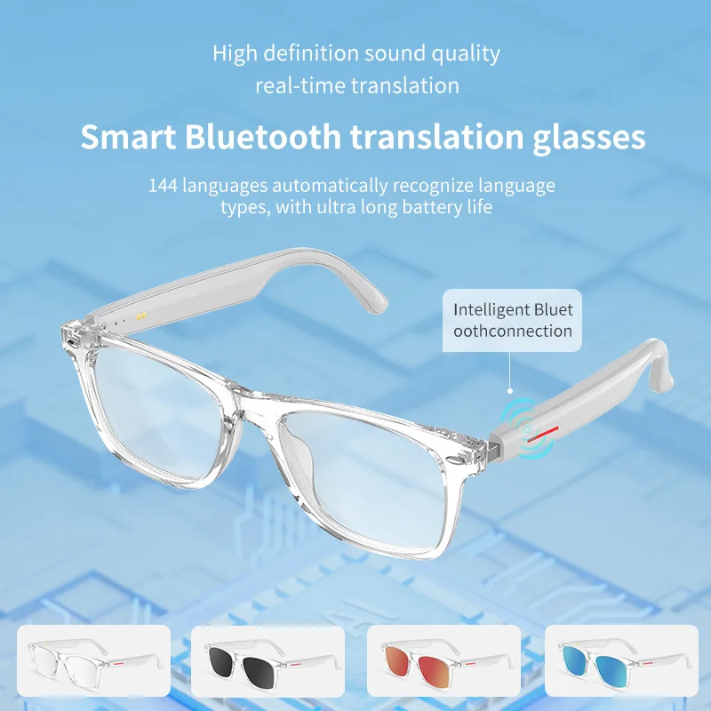 Smart AI Translation Glasses 100+ Languages Real-time Translation Bluetooth Sunglasses Earphones Voice Assistant Call Music