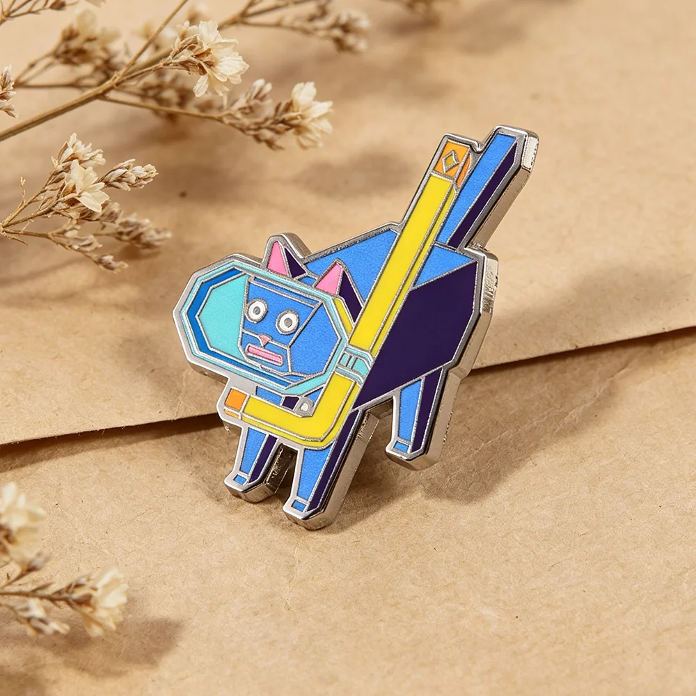 Lowpoly Scuba Cat Enamel Brooch Classic Video Game Katamari Damacy Badge Backpack And Clothing Accessory Unique Gift For Gamers
