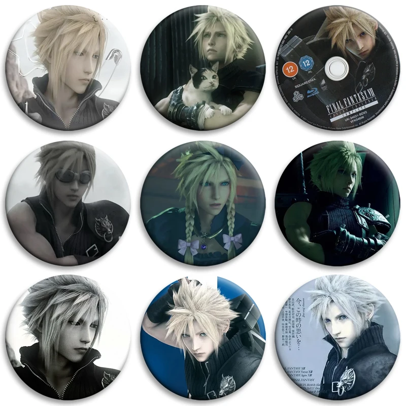 Final Fantasy VII Badge Cloud Strife Brooch Game Anime Collectible Pin on Backpack Decor Hat Clotes Accessories Gamer Fans Gifts