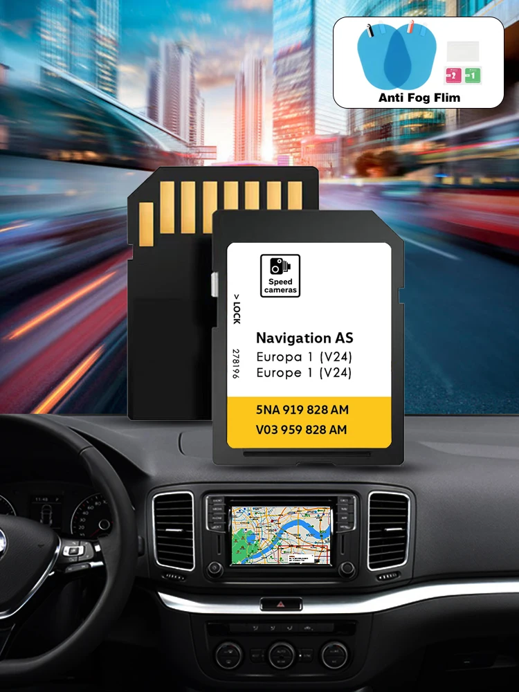 SD GPS Card Navigation Europe Map 2026 Car Navi for VW AS V24 Sat Nav 32GB MIB2 with Fog Flim