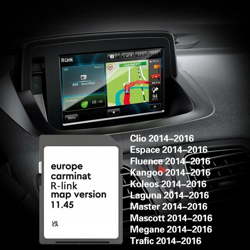 for Renault Megane Laguna Kangoo Carminat R-Link 11.45 SD Card Sat Nav 16GB Europe UK 2025 Map GPS Road Navigation