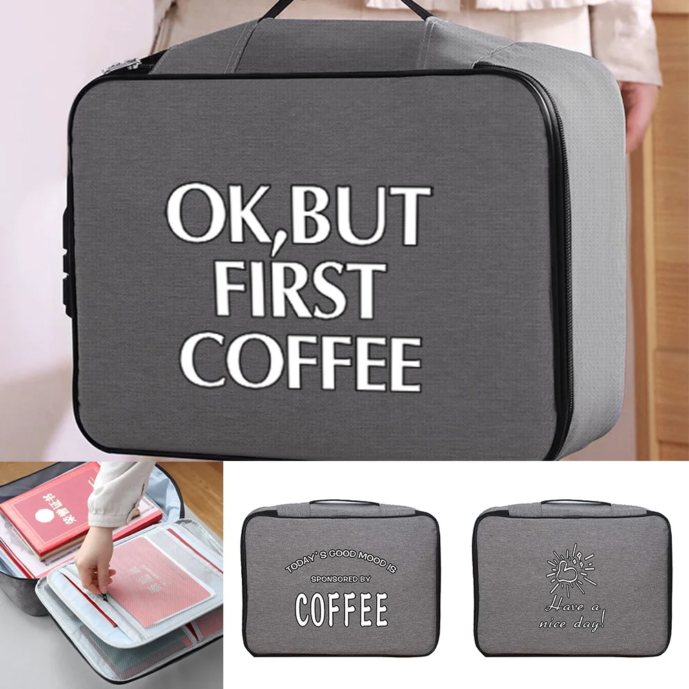 Briefcase Waterproof Handbag Men Women Outdoor Travel Credentials Wallet Luggage Storage Bag Food Pattern Documents Organizer