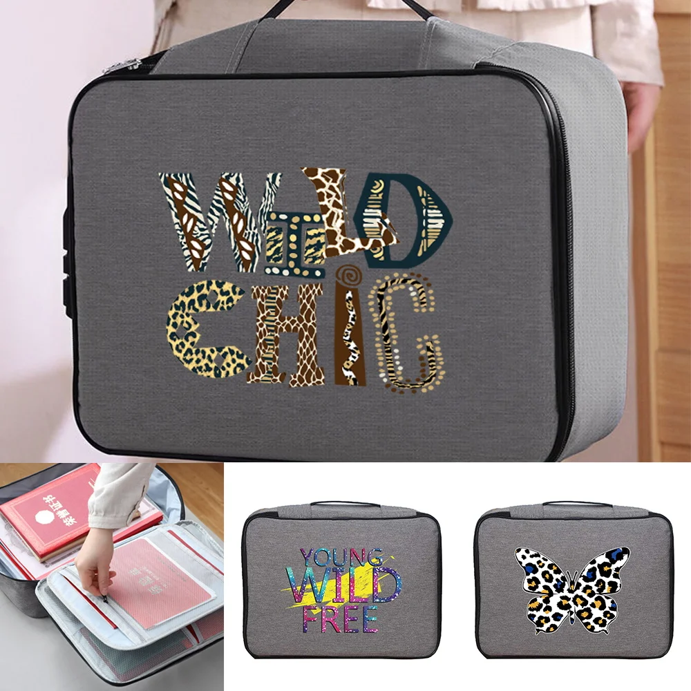 Organizer Case Documents Bags for Men Women Outdoor Travel Credentials Luggage Wallet Storage Bag Wild Print Waterproof Handbags