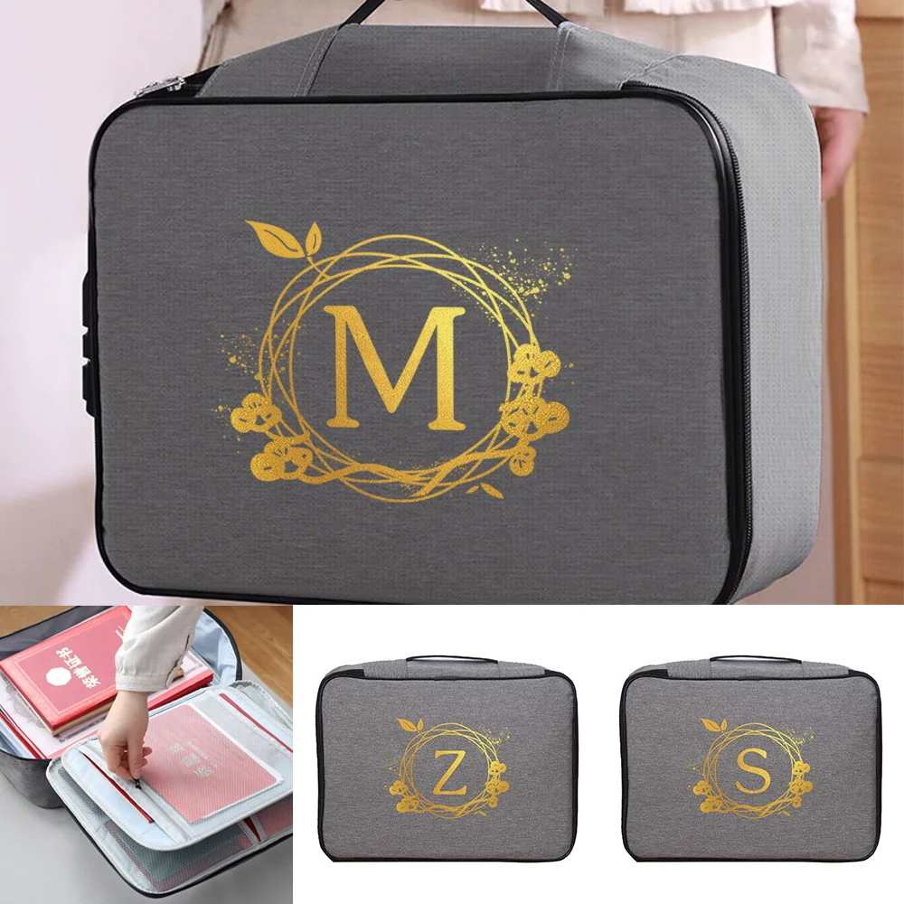 Documents Bags Handbags Unisex File Holder Travel Credentials Luggage Wallet Storage Bag Waterproof Wreath Print Organizer Case