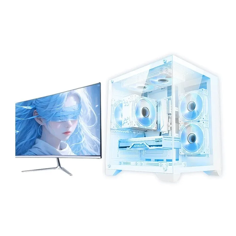 High-End Complete Desktop PC, DIY Custom Gaming & Live Streaming Office Computer Tower with 24-Inch Monitor