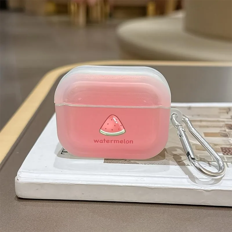 Cute Pink Watermelon Cartoon Clear Earphone Case for AirPods 4/3/2/1 Protective Case For AirPods Pro2/Pro3/Pro Shockproof Cover