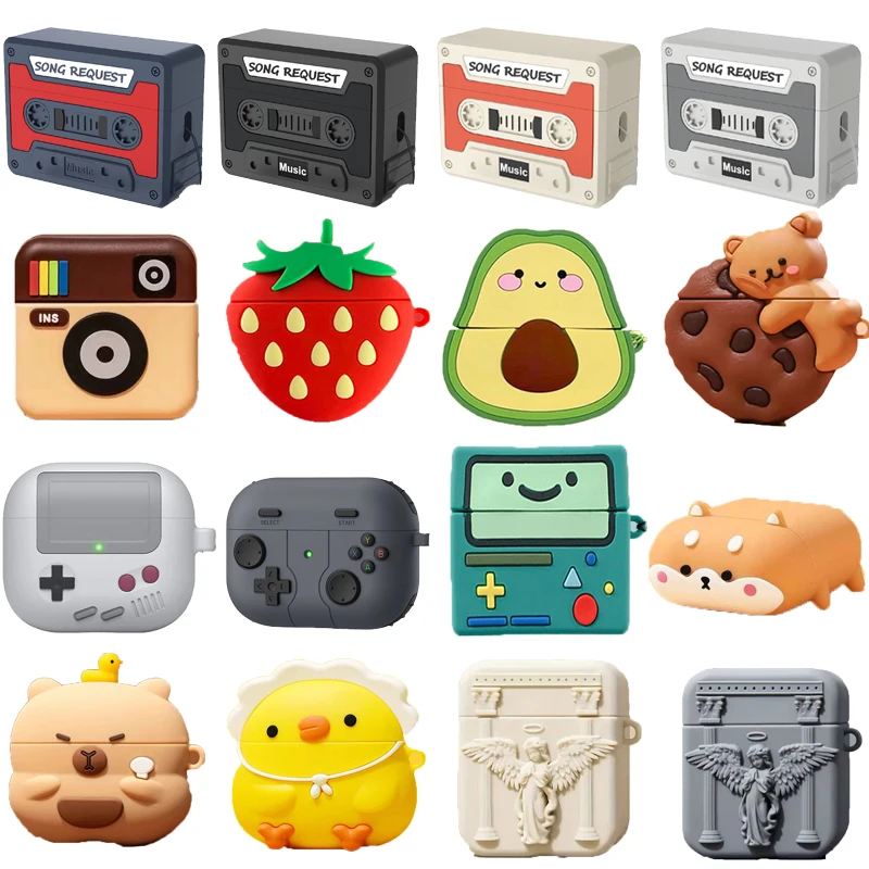 Earphone Protective Case for Airpods 4 2024 Silicone Cute Cartoon 3D Shockproof Headphone Cover for Airpods Pro 2 Airpods 1 2 3