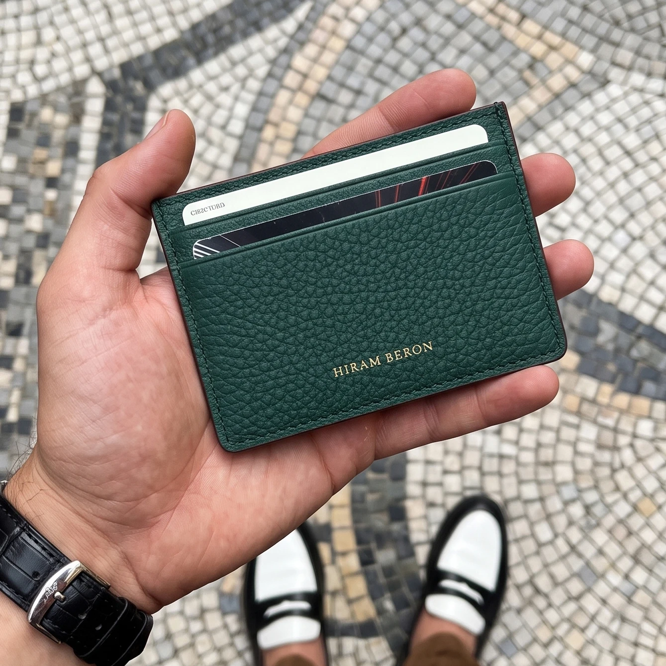 Hiram Beron Monogram High Quality Premium Pebble Leather Wallet Card Holder for Women Man Case Dropship