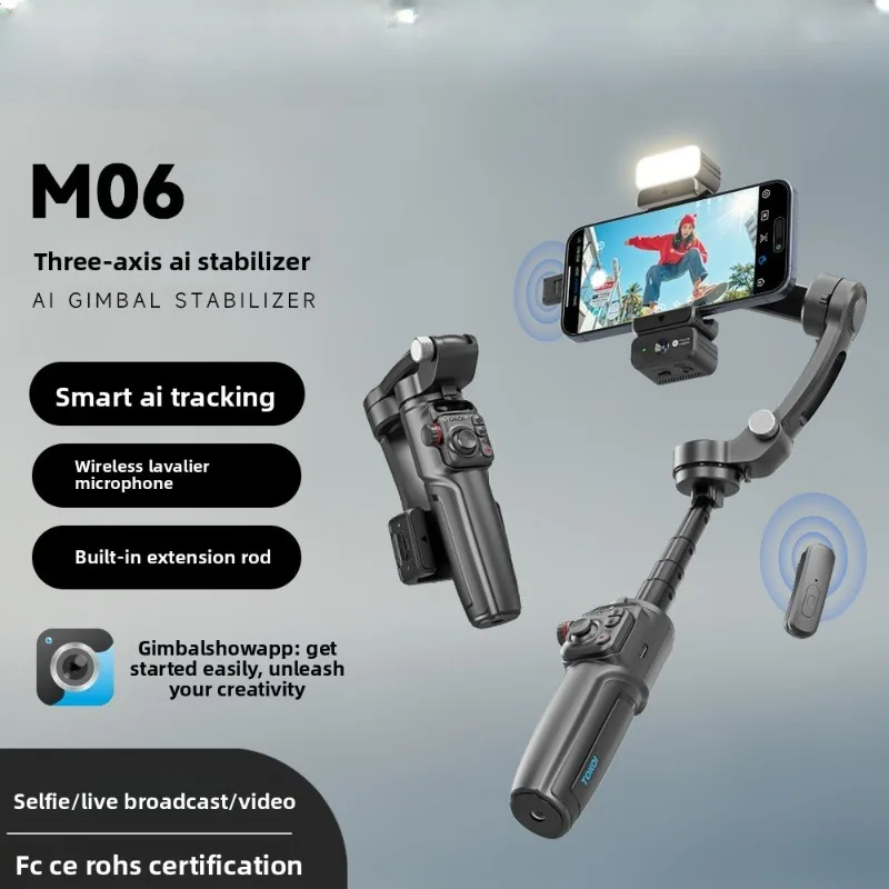 Three-axis stabilizer M06 anti-shake retractable selfie stick handheld smart follow-up live shooting gimbal stabilizer