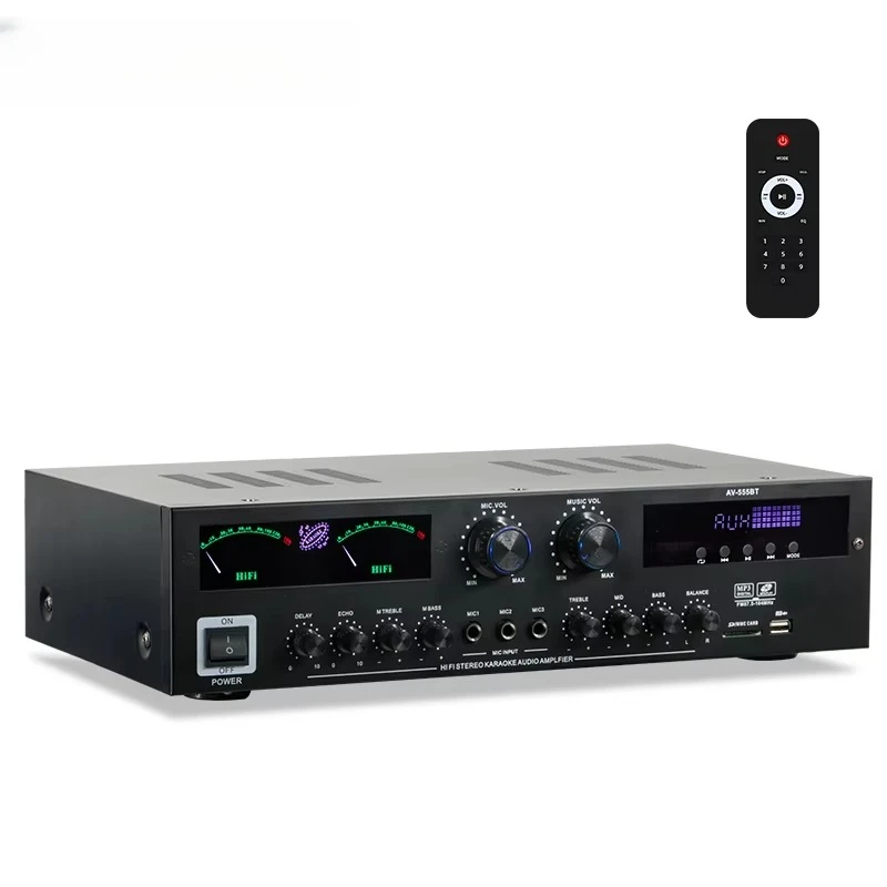 AV-555BT  5CH Home Amplifiers Bass Audio Power BT Digital Amplifier Hifi FM USB SD for Subwoofer Speakers