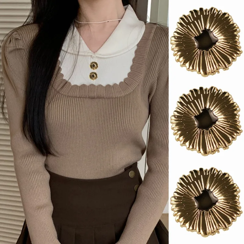 18/25mm Fashion Beautiful Flower-shaped Metal Buttons Coat Jacket Suit Shirt Dress Cardigan Creative Vintage Button Decoration