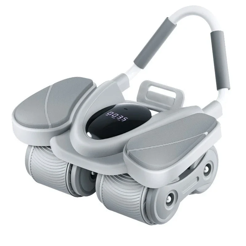 Smart digital display four-wheel abdominal roller, large elbow support automatic strong rebound crunch fitness equipment