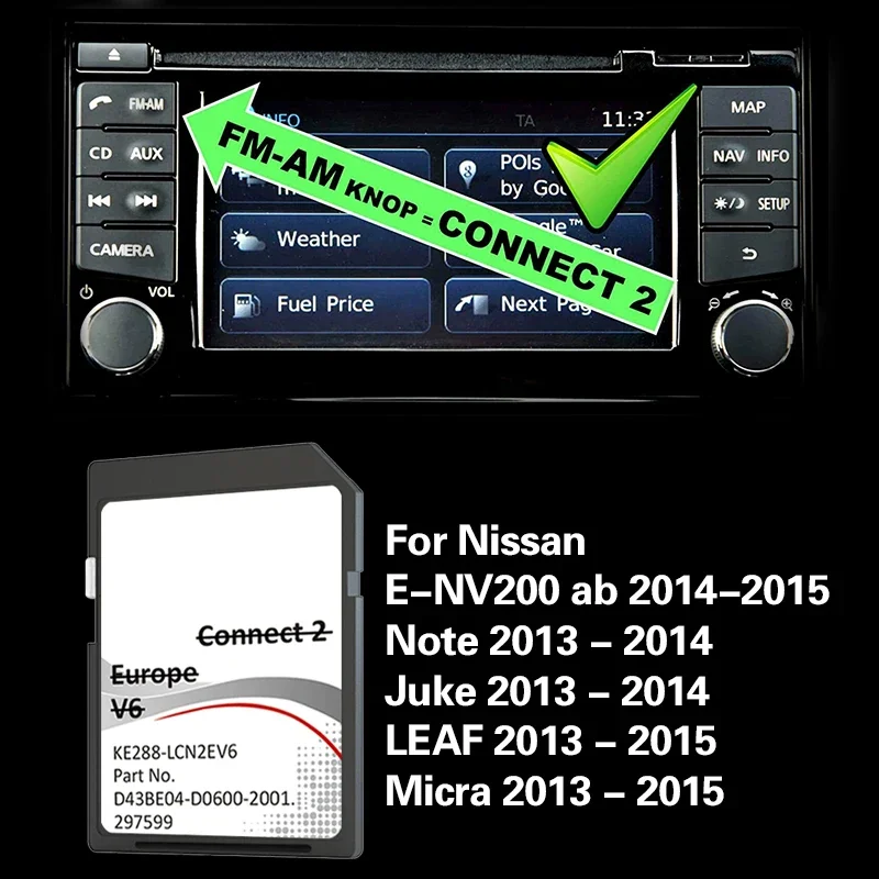 Connect 2 V6 SD Card 2021 2022 Note Juke Leaf Micra E-Nv200 Map UK EU for Nissan