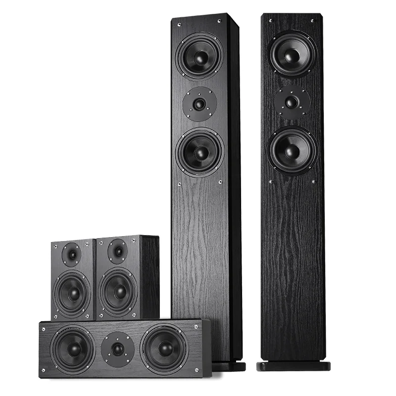 Black Wood Grain 5.0CH Surround Sound Home Theater Speaker System with MDF Construction SP-6360