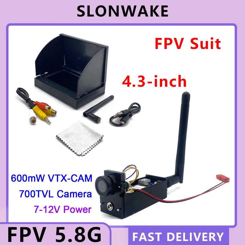 SLONWAKE FPV 5.8G 600mW adjustable VTX Transmitter camera FPV 4.3 inch monitor 56CH For RC Multicopter FPV Drone