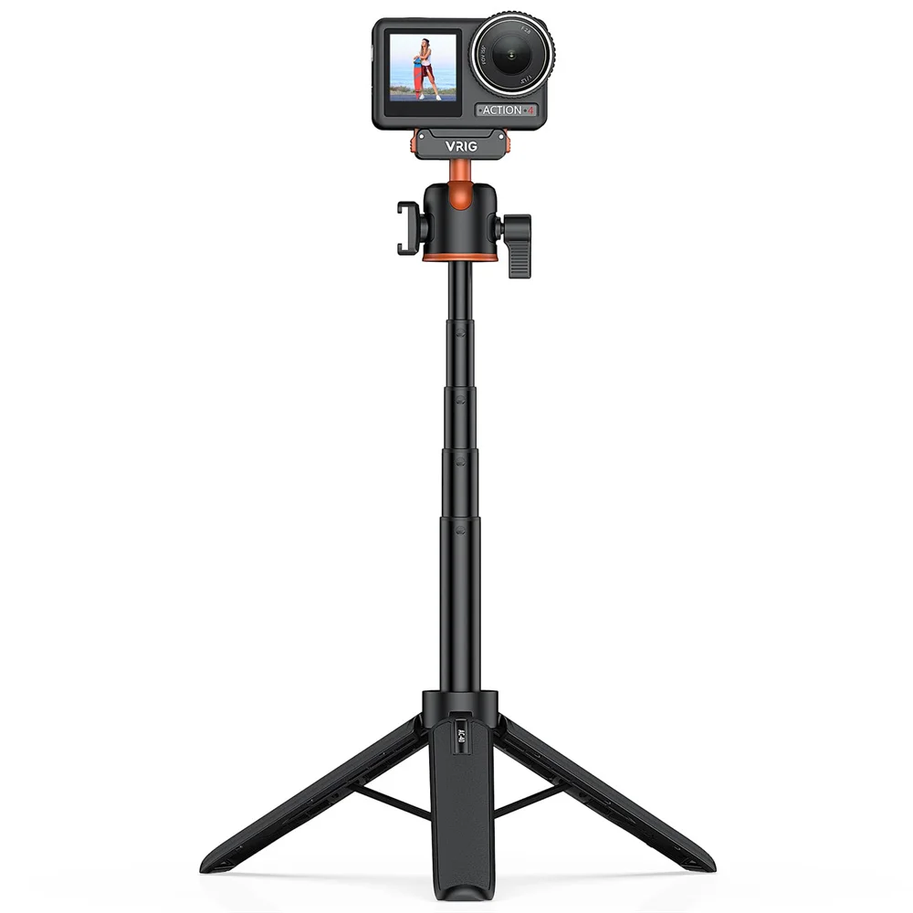 VRIG Magnetic Selfie Stick Tripod for DJI Action 5/4/3 Pro Mini Extension Rod 360° Camera Tripod with Adapter For DJI OSMO 360
