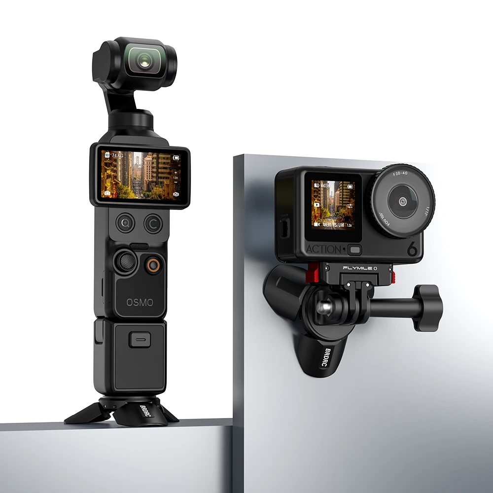 BRDRC Mini Tripod Magnetic Mount for DJI Pocket 4 3 Action 6/Insta360 X5 Accessories Metal Desktop Photography Stand