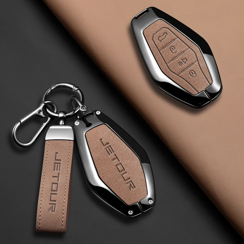 Leather Car Key Case Cover For Chery JETOUR X90 X70 X95 Plus X70m X70plus Auto Smart Remote Keychain Shell Protecter Accessories