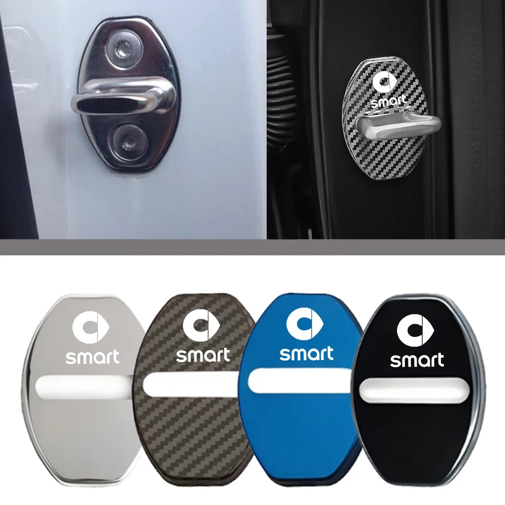4pcs Car Door Lock Buckle Protection Cover Anti-rust Waterproof for Smart Fortwo 451 450 453 EQ Forfour Coupe Car Accessories