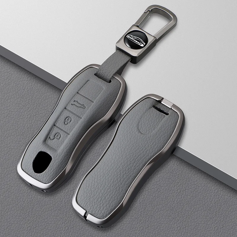 Car Smart Key Case Cover for Porsche New Cayenne Panamera 911 992 Taycan Metal Leather Protect Shell Interior Accessories