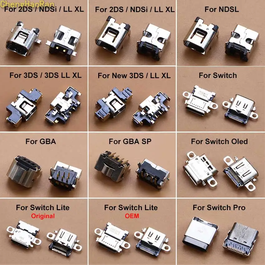 1pcs USB Type-C Charging Port Connector For Switch NS Pro Lite Oled Power Jack Socket For 2DS New 3DS NDSi LL XL GBA SP PS5