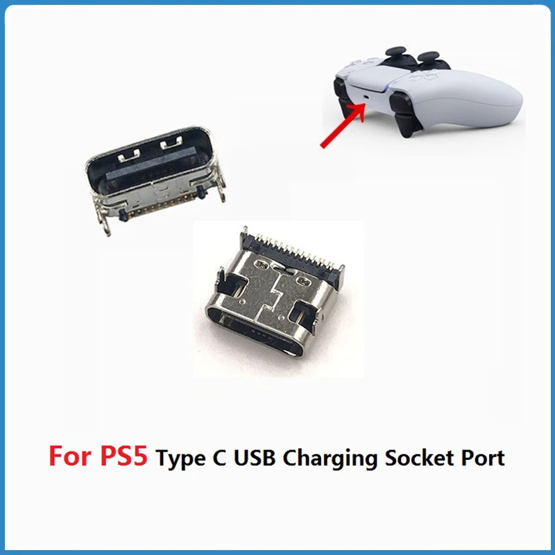 5Pcs Handle Charging Socket Port For PS5 Sony Playstation DualShock 5 Controller Type-C USB Power Hole Interface
