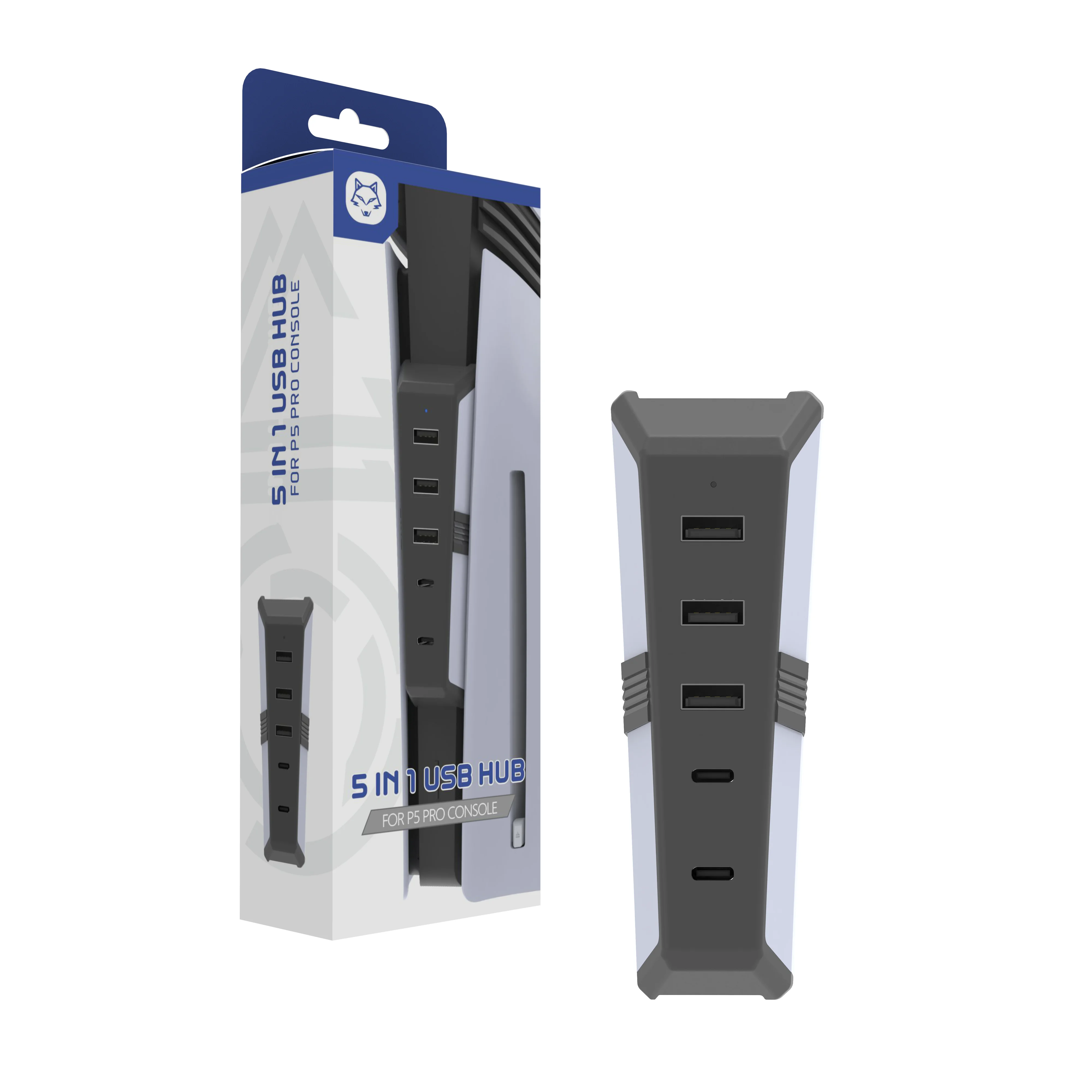 For P5 Pro USB Hub, Aounion HS-P5R007 5-in-1 USB Expansion for PlayStation 5 Pro Console, with USB 3.1 Interface