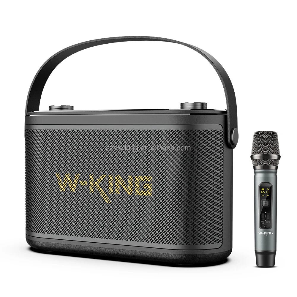 Original W-KING H10S Subwoofer Heavy Bass 80W Portable Wireless Bluetooth Speaker with Wireless Microphone and Display