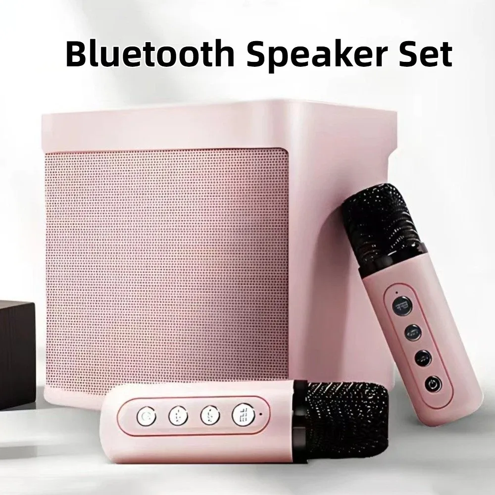 With 2 Microphones Bluetooth Speaker Set Portable Wireless Wireless Sound Microphone Set Multifunctional Colorful