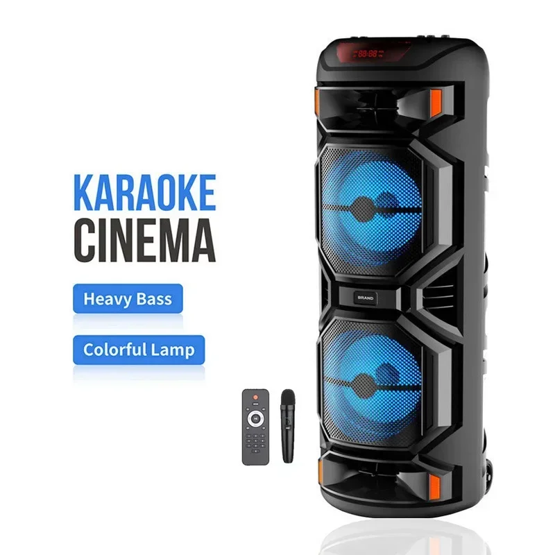 1200W Outdoor Bluetooth Speaker 8 Inch Double Horn Subwoofer Portable Wireless Column Bass Sound With Microphone Hi-Fi Speakers