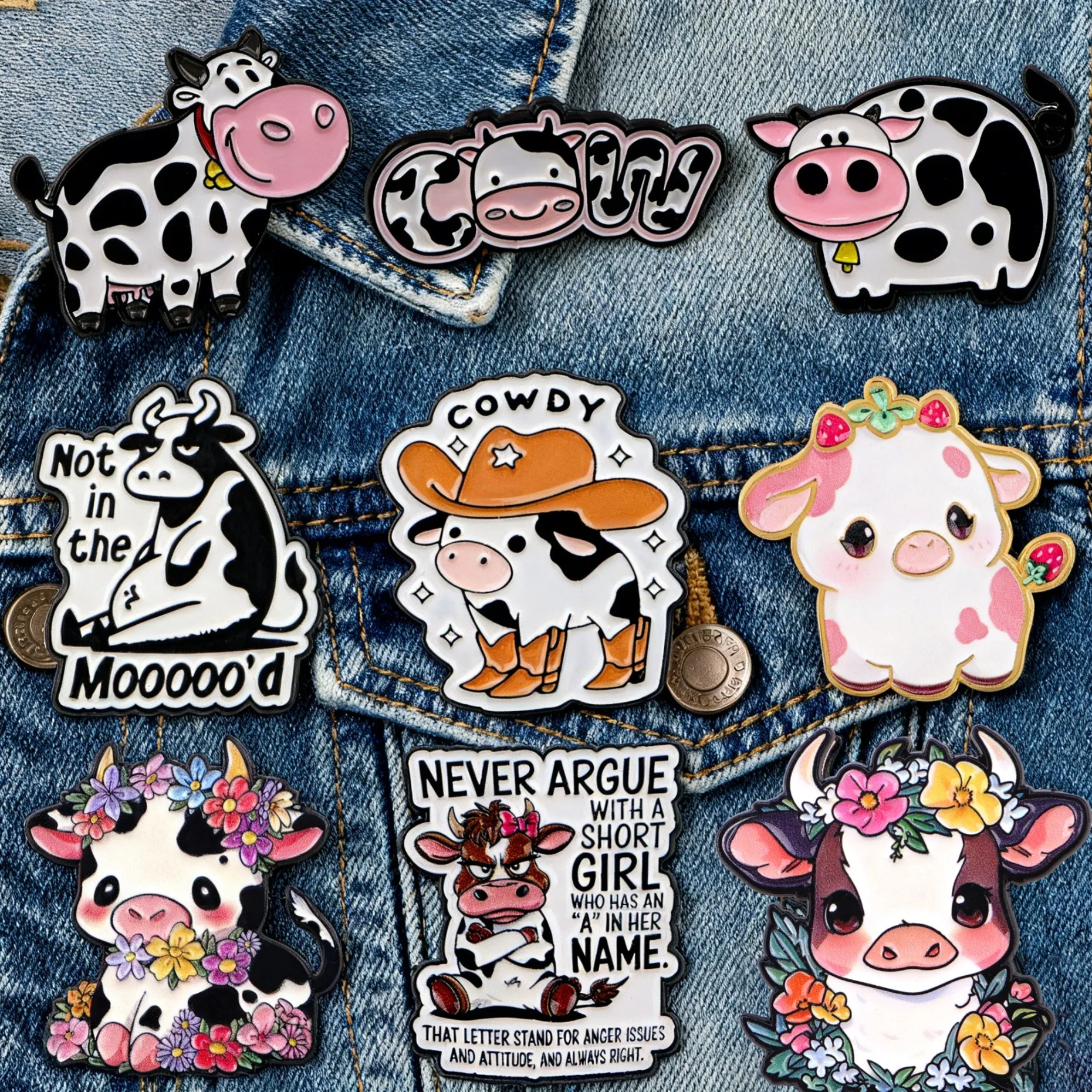 Cute Cartoon Cow Enamel Pins Funny 