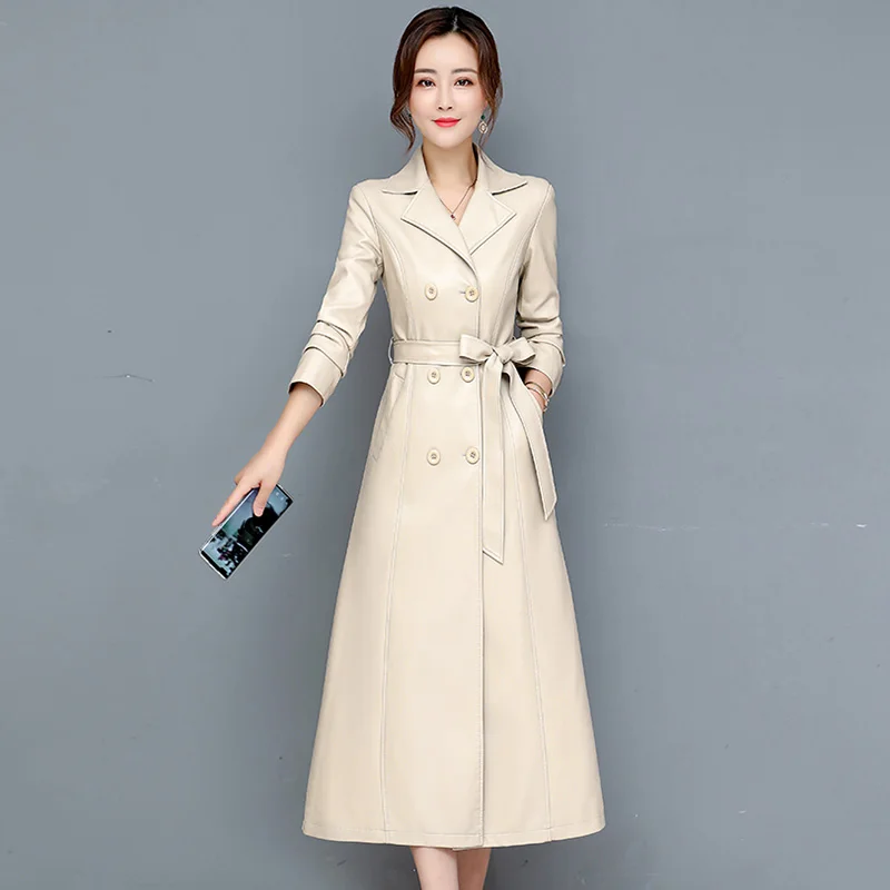 M-7XL New Women Sheepskin Coat Spring Autumn 2026 Fashion Double Breasted Long Jacket Sheep Leather Overcoat Suede Outerwear